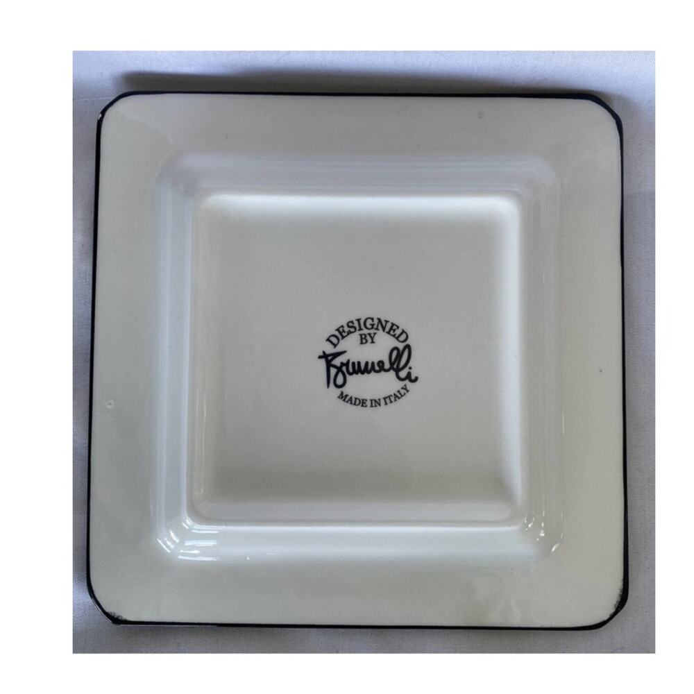 Brunelli Pair of Squared Salad Dessert Plates Made in Italy Wedding Anniversary - Picture 3 of 4